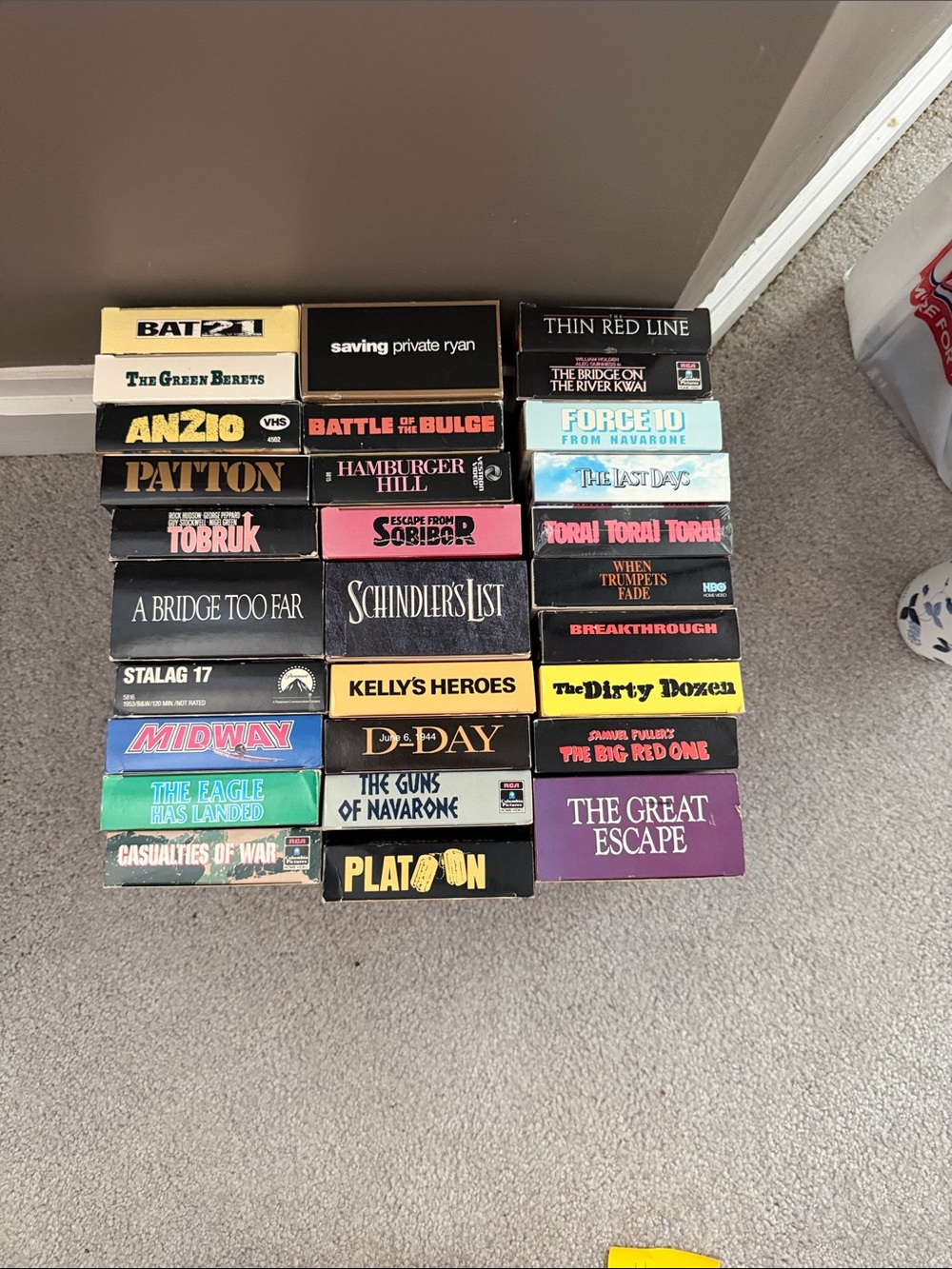 classic war movie VHS tapes